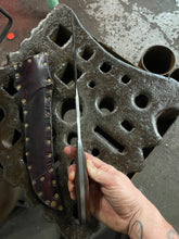 *AVAILABLE* Barracuda fighting knife. Morado handle with grip carving