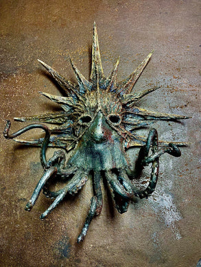 *Available* Cthulhu Radiant, hand forged steel mask sculpture.