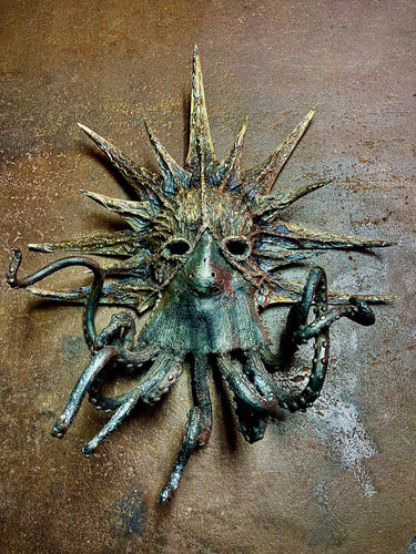 *Available* Cthulhu Radiant, hand forged steel mask sculpture.