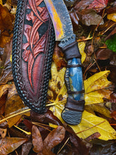 *Available* Autumn the titanium Khanjar. Custom agate cabochons and bespoke leather sheath.