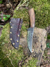 Refined Corsair knife with filigree etching and bocote wood handle