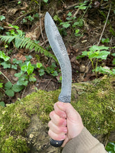 Breaker! 80CRV2 steel Hand forged Khukri with Ebony handle and Acid etched spiral wave pattern