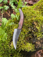 Sinister Sinuous Skinning Knife. Terrifyingly sharp. Morado wood handle.