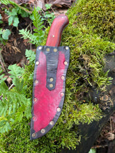 *AVAILABLE* Curvaceous hunting knife with harpoon swedge. Padouak wood handle.
