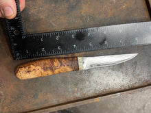 *AVAILABLE* Damascus Puukko! Fantastic Utility and woodworking knife. Spalted maple and deer antler handle.