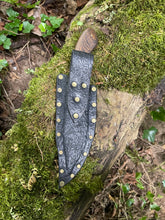 Brass brushed Fenrir bush knife with herringbone etching and Bocote wood handle