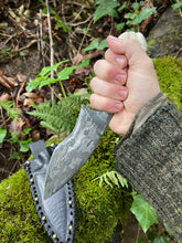 Osso! Chainsaw chain Damascus and carved elk antler