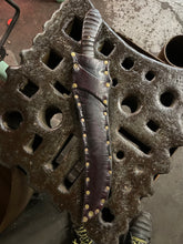 *AVAILABLE* Barracuda fighting knife. Morado handle with grip carving