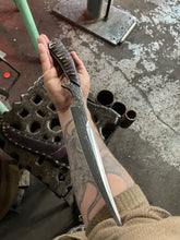 *AVAILABLE* Barracuda fighting knife. Morado handle with grip carving