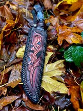 *Available* Autumn the titanium Khanjar. Custom agate cabochons and bespoke leather sheath.