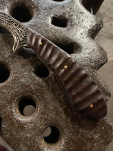 *AVAILABLE* Barracuda fighting knife. Morado handle with grip carving