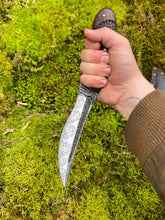 *AVAILABLE* Bush Knife! Spiral wave etching, Morado handle with grip carving