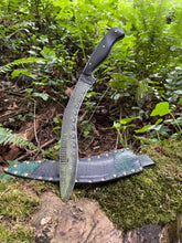 Breaker! 80CRV2 steel Hand forged Khukri with Ebony handle and Acid etched spiral wave pattern