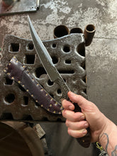 *AVAILABLE* Barracuda fighting knife. Morado handle with grip carving