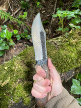 Brass brushed Fenrir bush knife with herringbone etching and Bocote wood handle