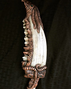 Elk Spirit, Electroplated Bone and Damascus Art Knife *SOLD*