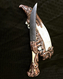 Elk Spirit, Electroplated Bone and Damascus Art Knife *SOLD*